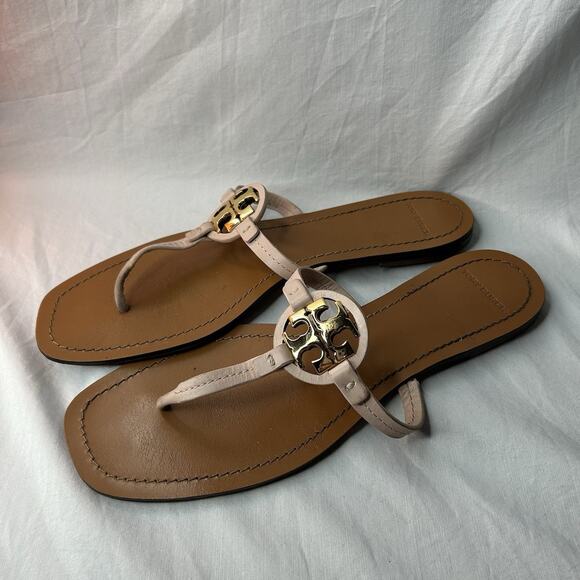 Tory Burch Mini Miller Sandal Square Toe Size 11 M Pink - Picture 2 of 8